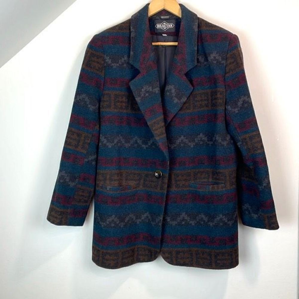Braetan Wool Blend Aztec Western Print Blazer Siz… - image 1